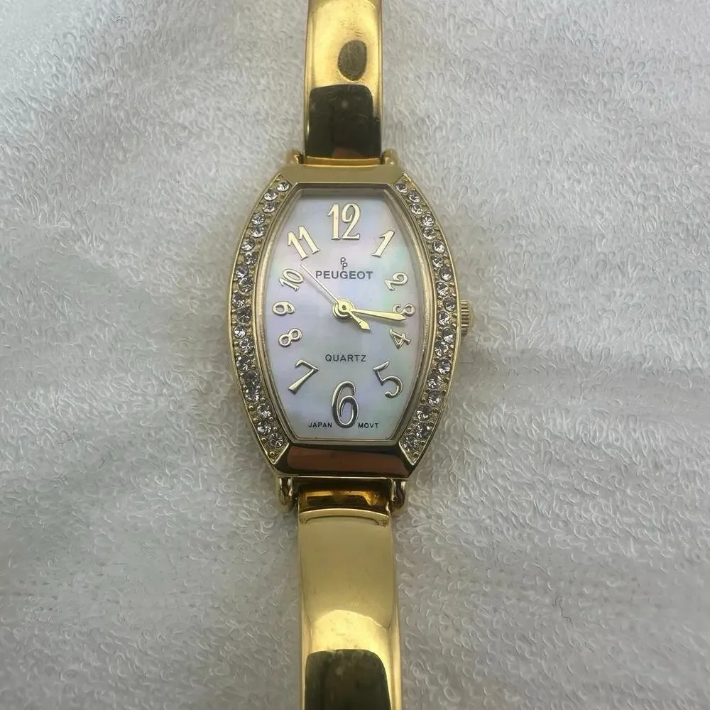 Peugeot Gold Tone Quartz Watch – Mother-of-Pearl Face